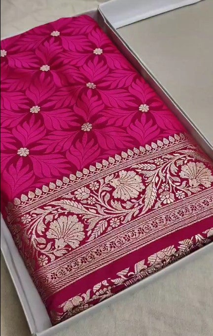 Beautiful Antique Gold Zari Work Banarasi Mashru Silk Saree