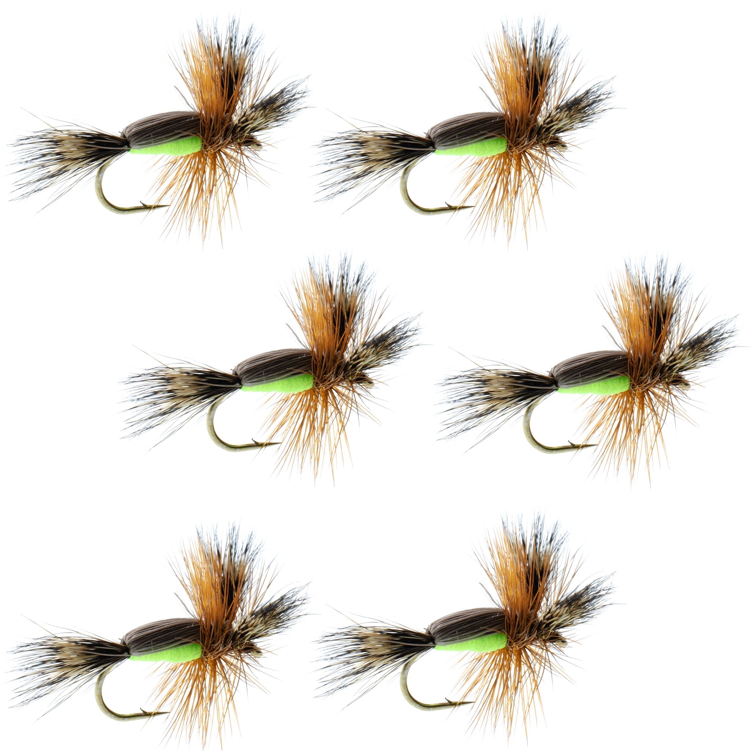 Chartreuse Humpy Classic Hair Wing Dry Fly - 6 Flies Hook Size 10