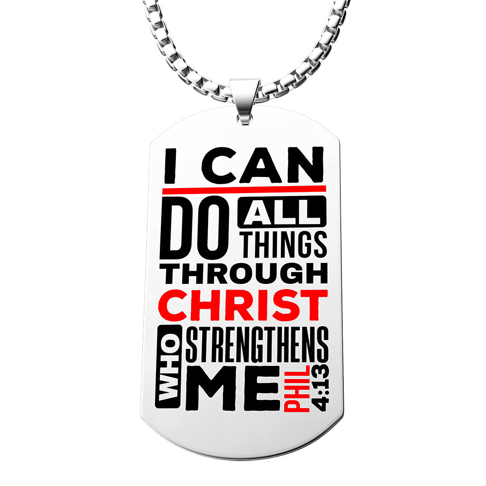 I Can Do All Things Dog Tag Necklace