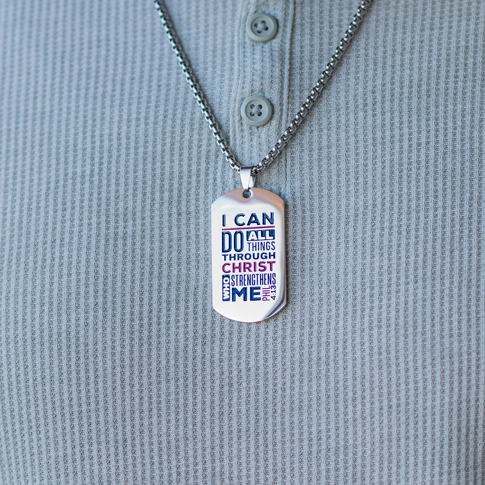 I Can Do All Things Dog Tag Necklace