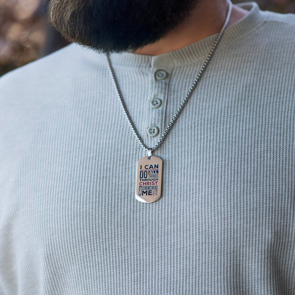 I Can Do All Things Dog Tag Necklace