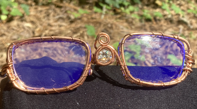 Custom Pure Copper iamevibez Wire wrapped 5ct Moissanite Anti Blue Light Glasses