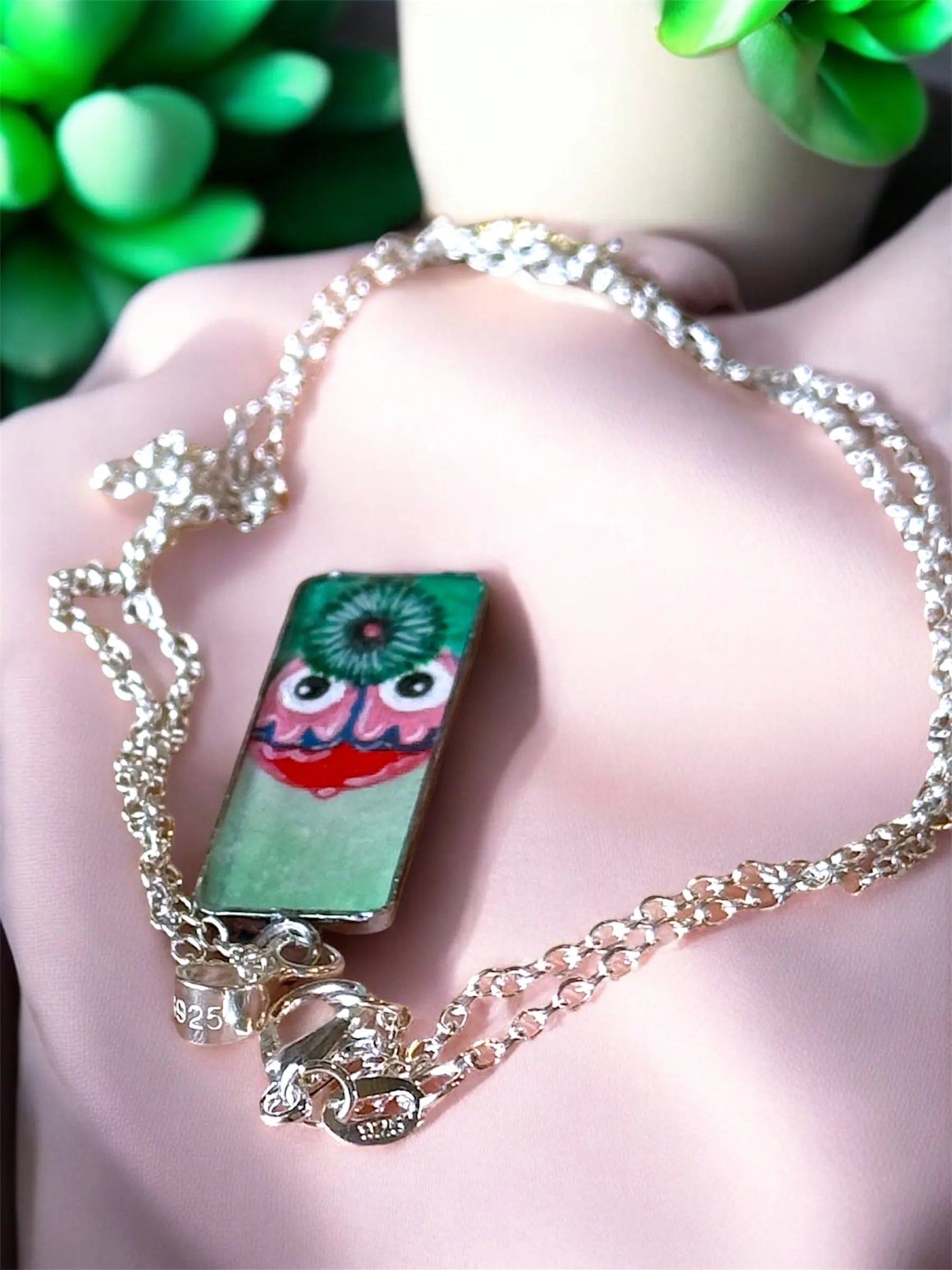 Large Hand-Painted Phillies Phanatic Pendant Necklace