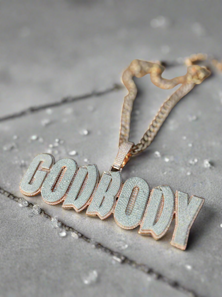 Custom Stainless Steel God Body Iced Out Necklace
