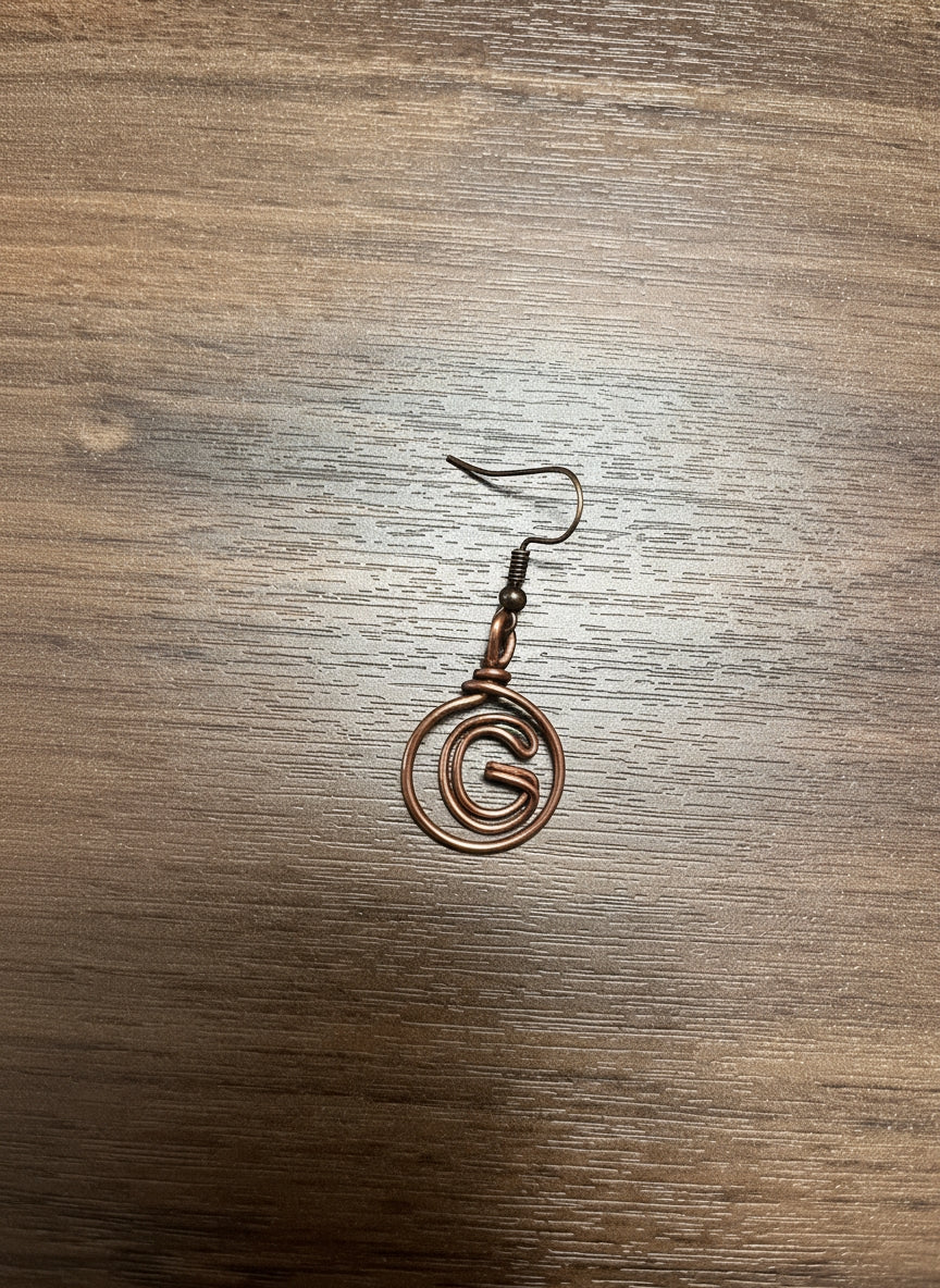 Copper Wire Wrapped Hoop Earring