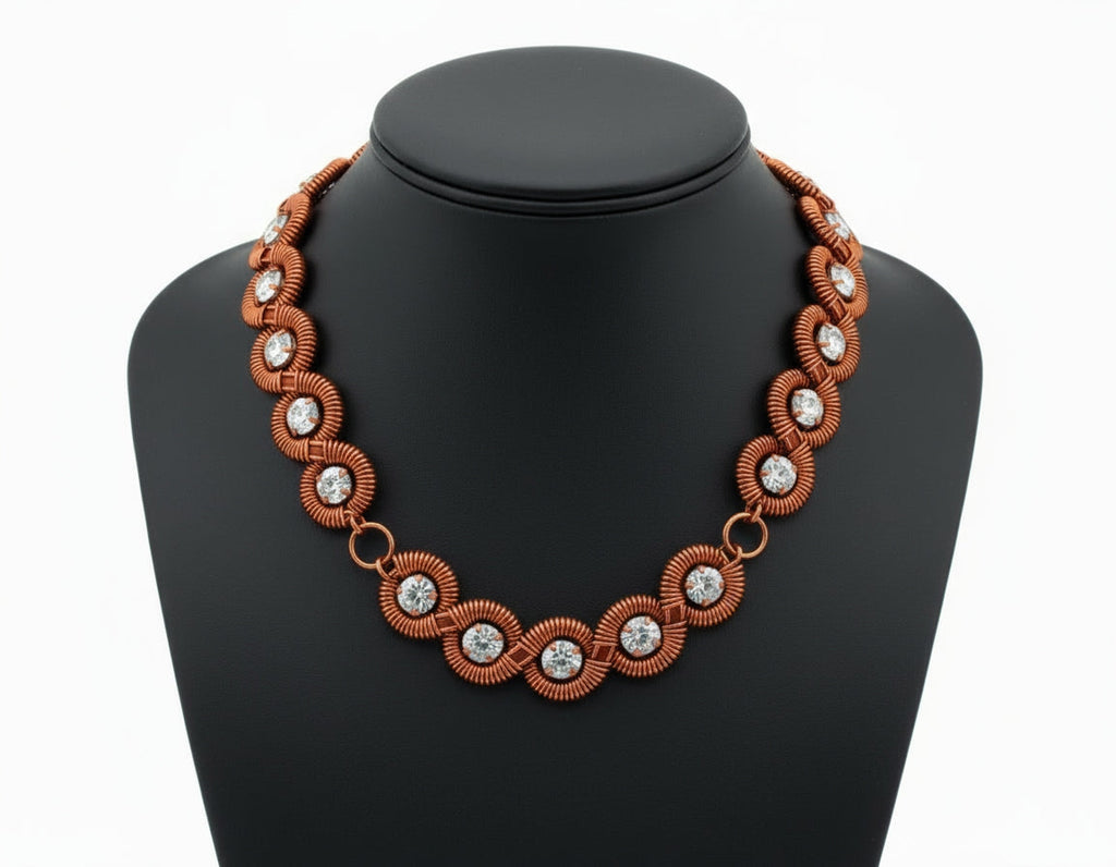 Copper Wire Wrapped Moissanite Tennis chain Design #3