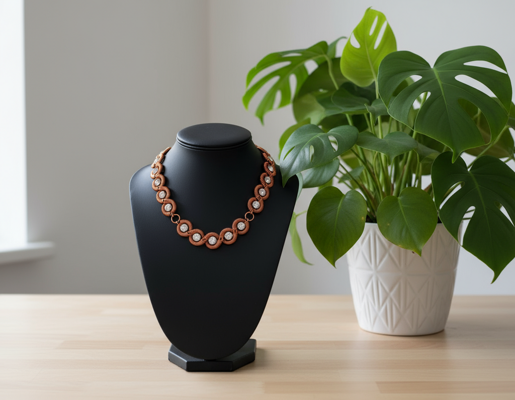 Copper Wire Wrapped Moissanite Tennis chain Design #3