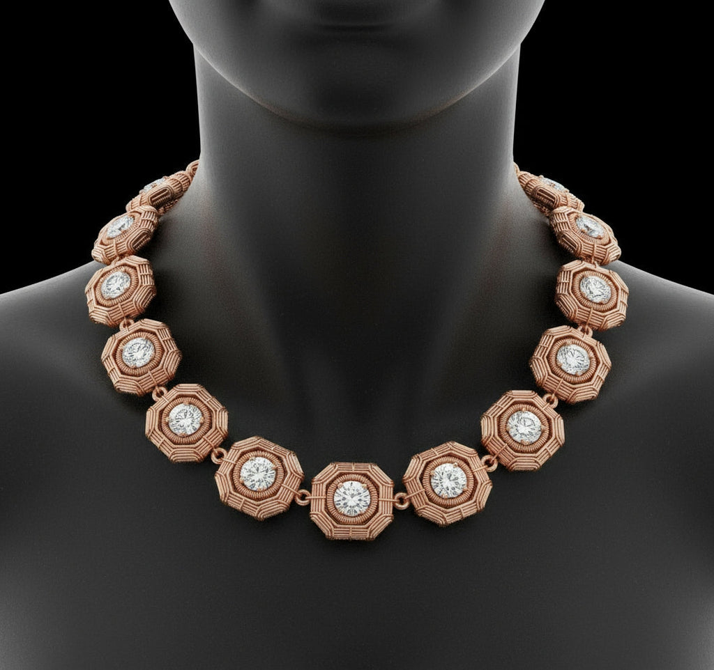 Copper Wire Wrapped Moissanite Tennis Chain Necklace