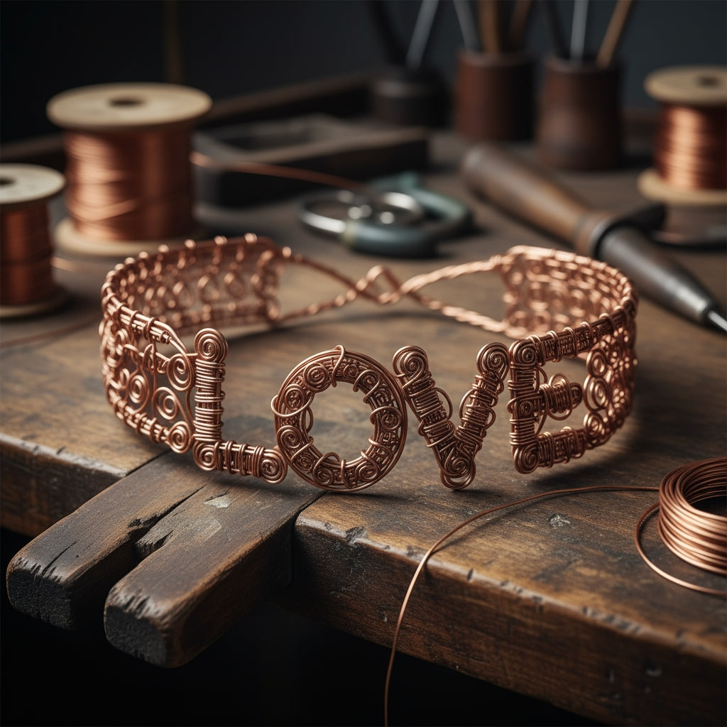 Custom Copper Wire Wrapped Love Choker