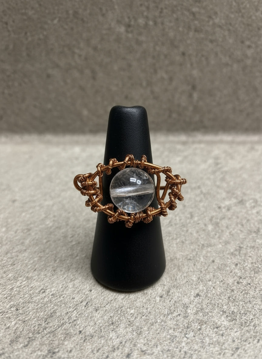 Custom copper wire wrapped eye ring design # 1