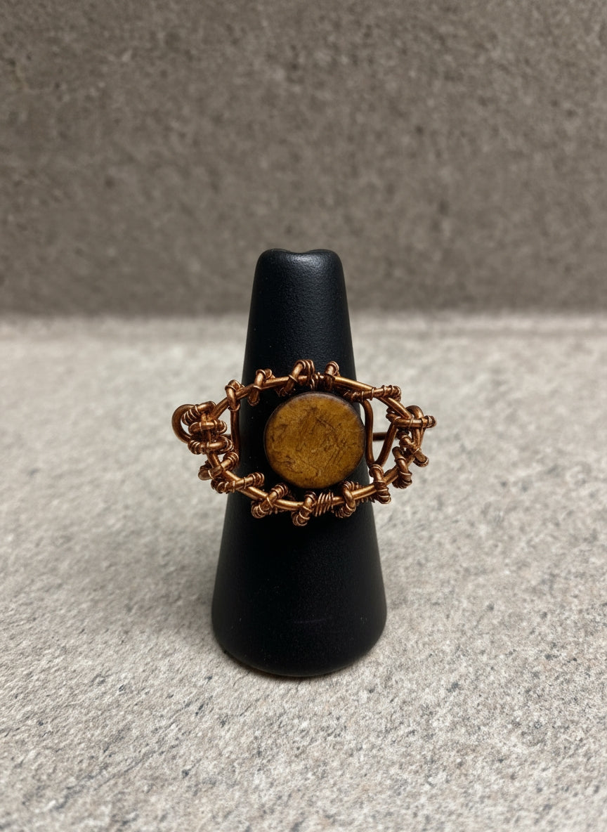 Custom copper wire wrapped eye ring design # 1