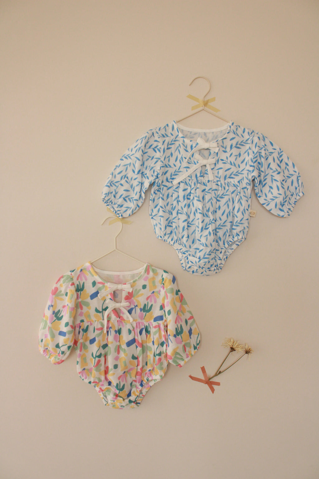 Blue Leaf Tie-Front Romper