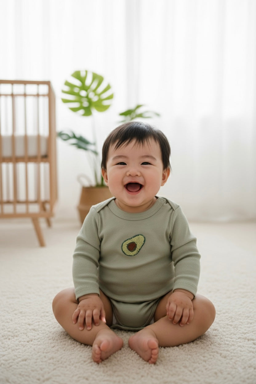 Avocado Patterned Long Sleeve Bodysuit