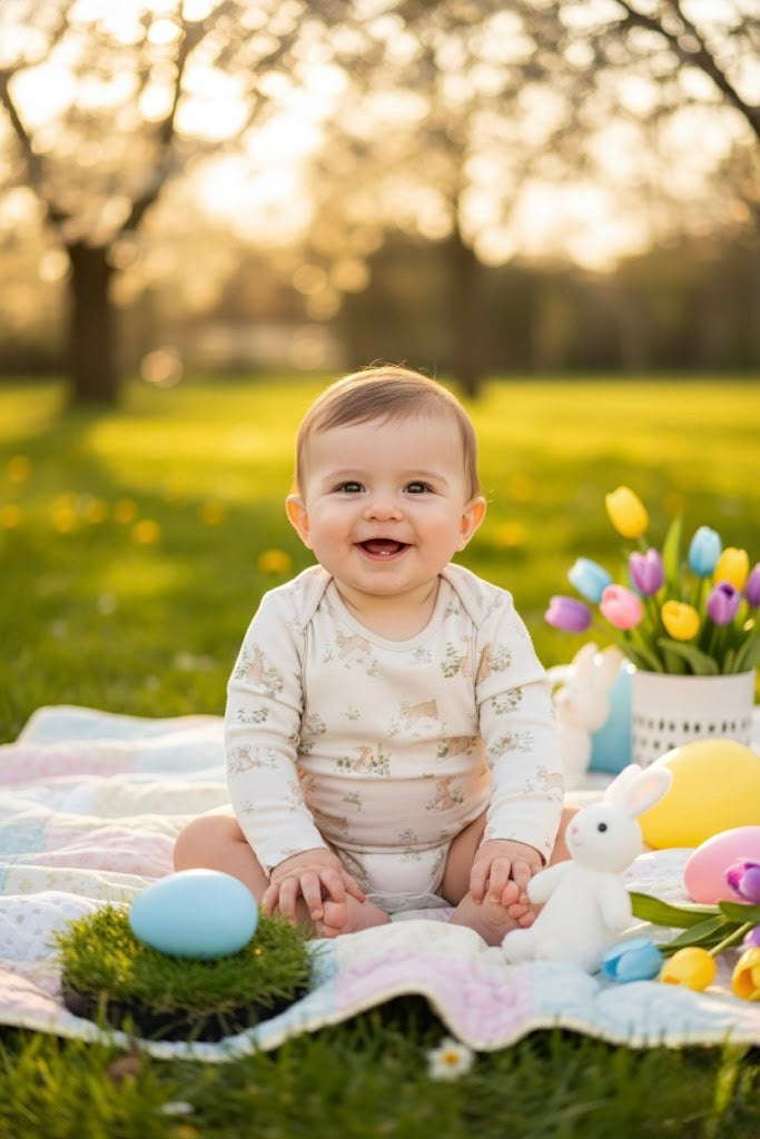 Bunny Long Sleeve Bodysuit 100% Organic Cotton