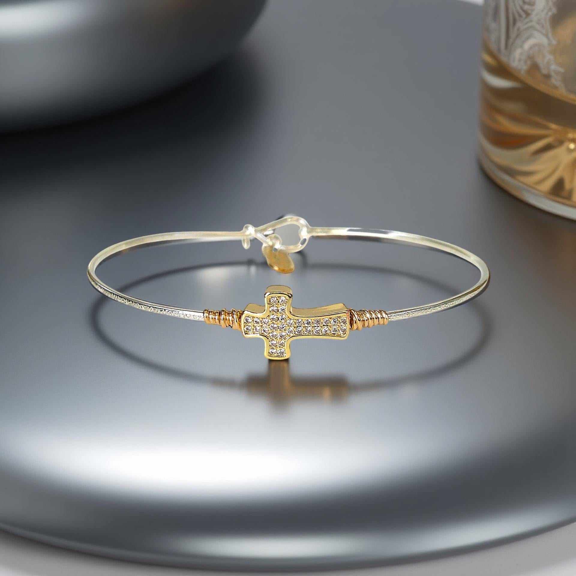 Micro Cross Pave Bracelet