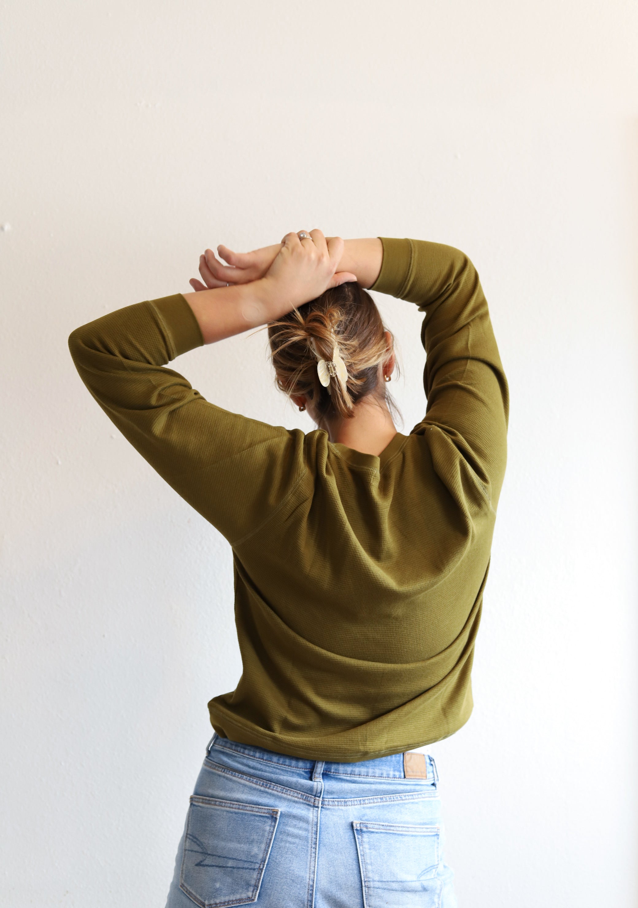 Adult Waffle Pullover Fir Green