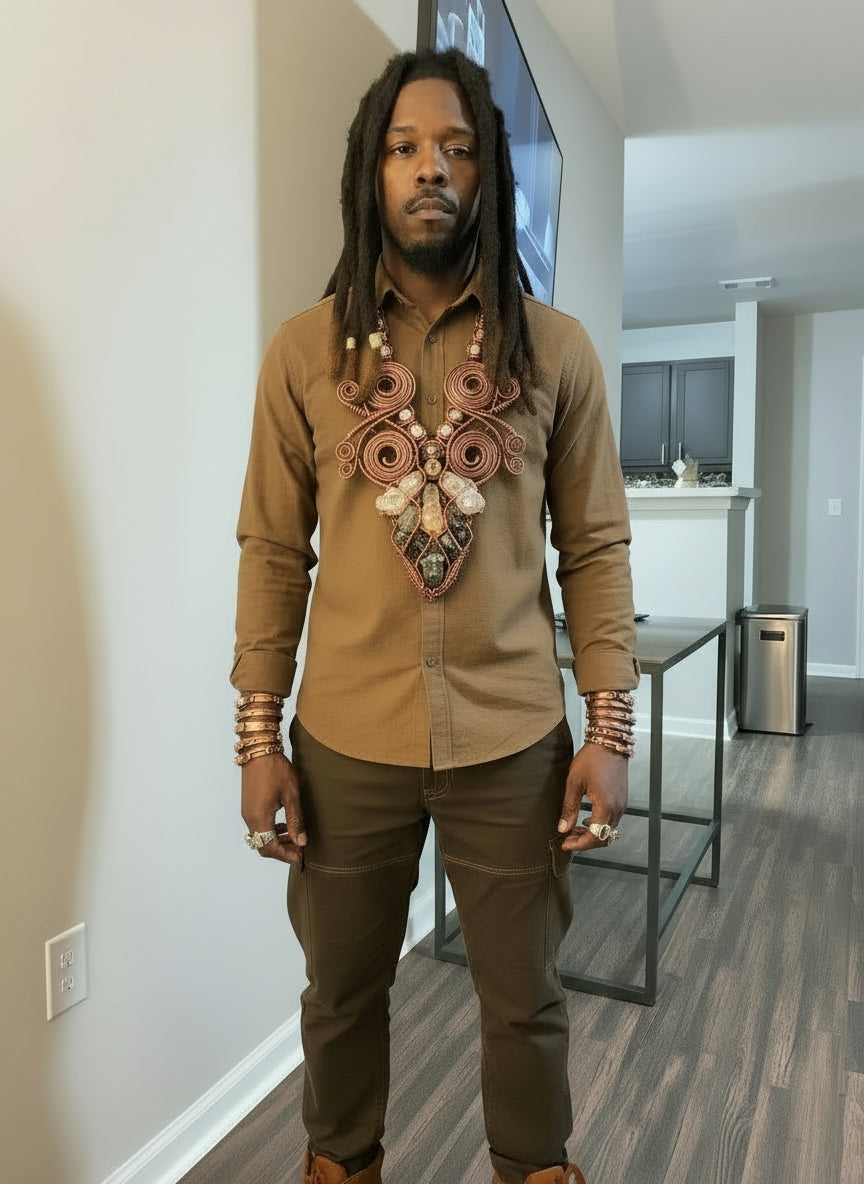 Chunky Wire Wrapped Emperor Body Necklace For Men