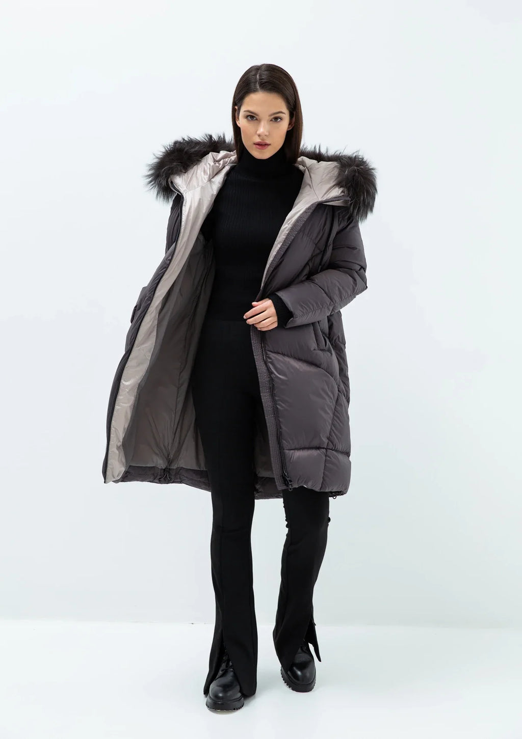 Gisèle Premium Genuine Fox Fur Trim Down Fill Coat