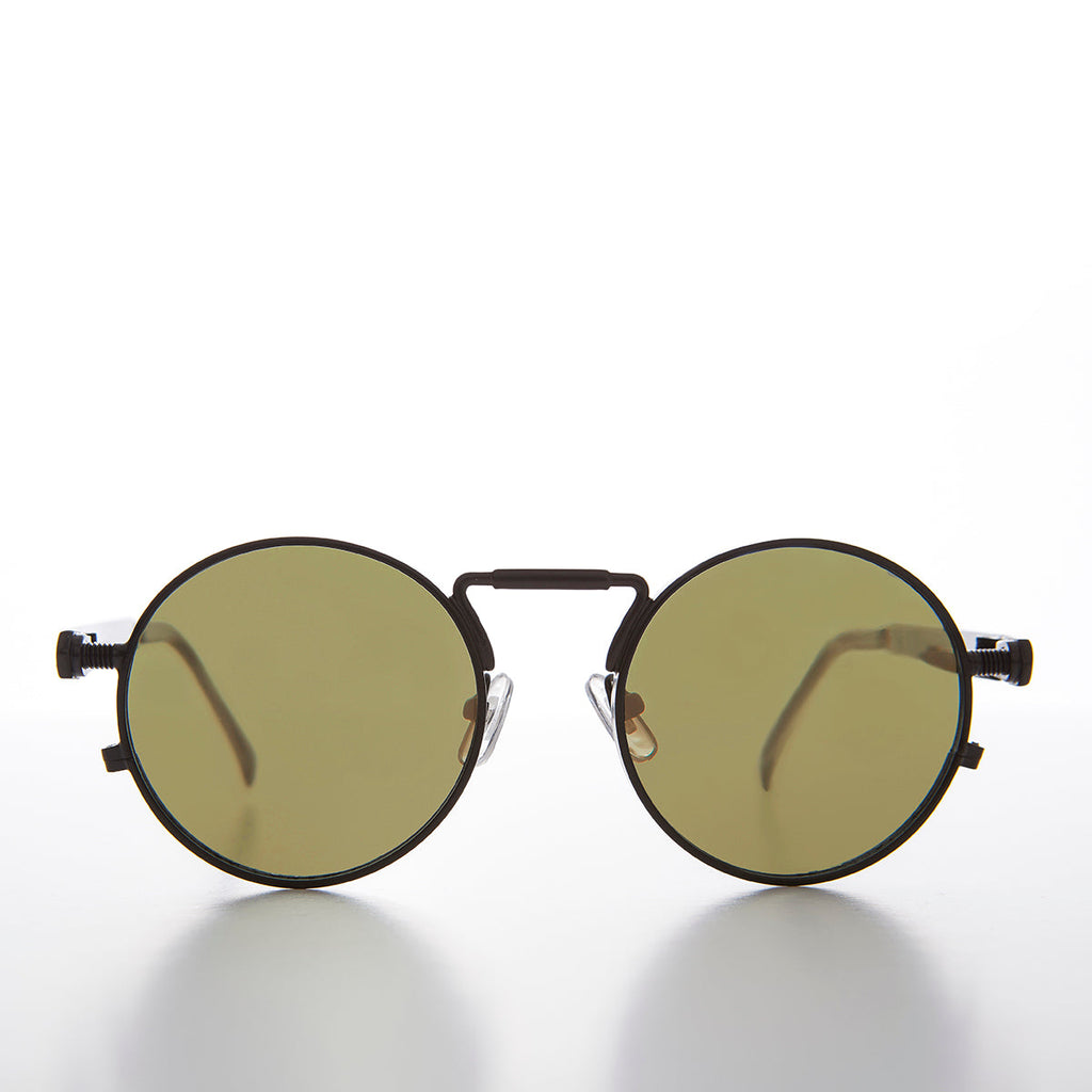 Round Black Goth Steampunk Sunglass with Color Lenses - Ivan 6