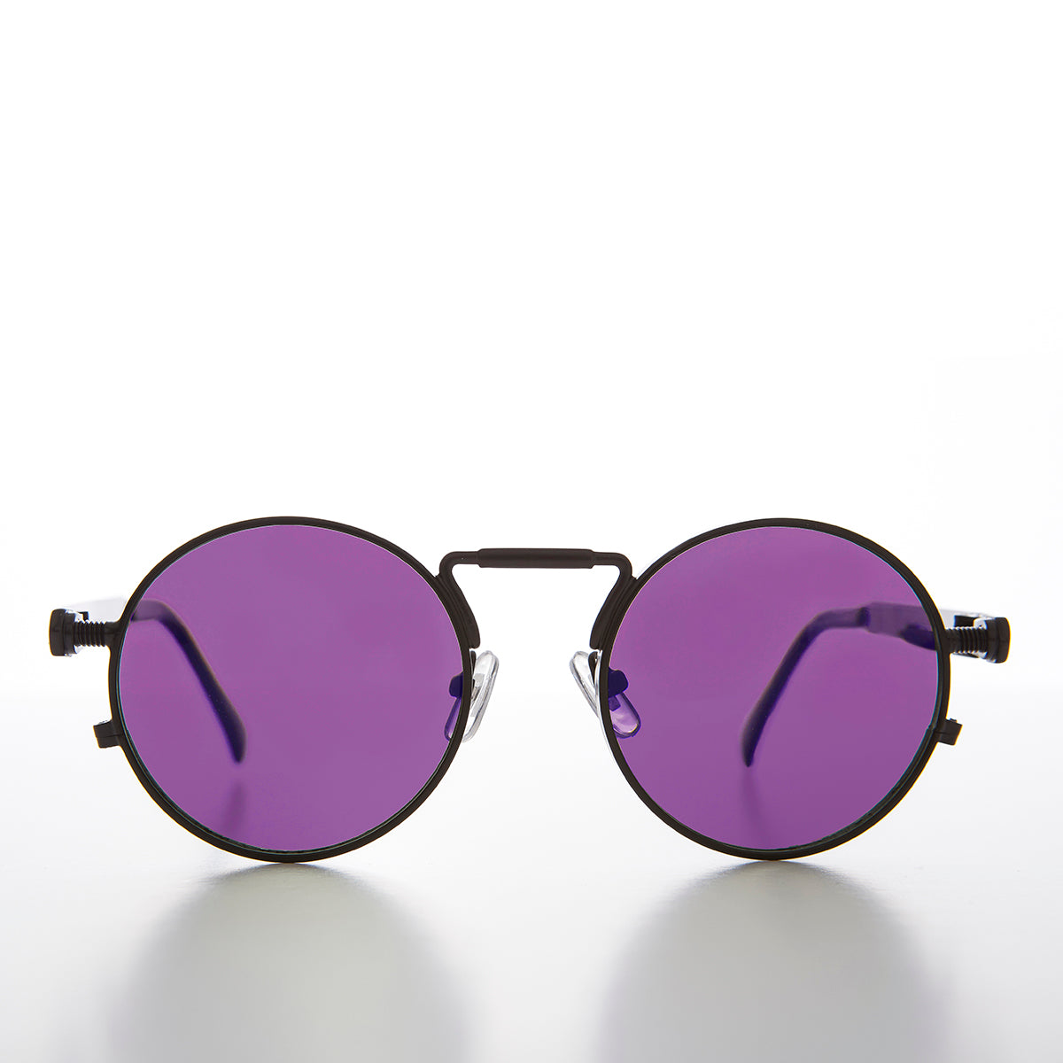 Round Black Goth Steampunk Sunglass with Color Lenses - Ivan 6