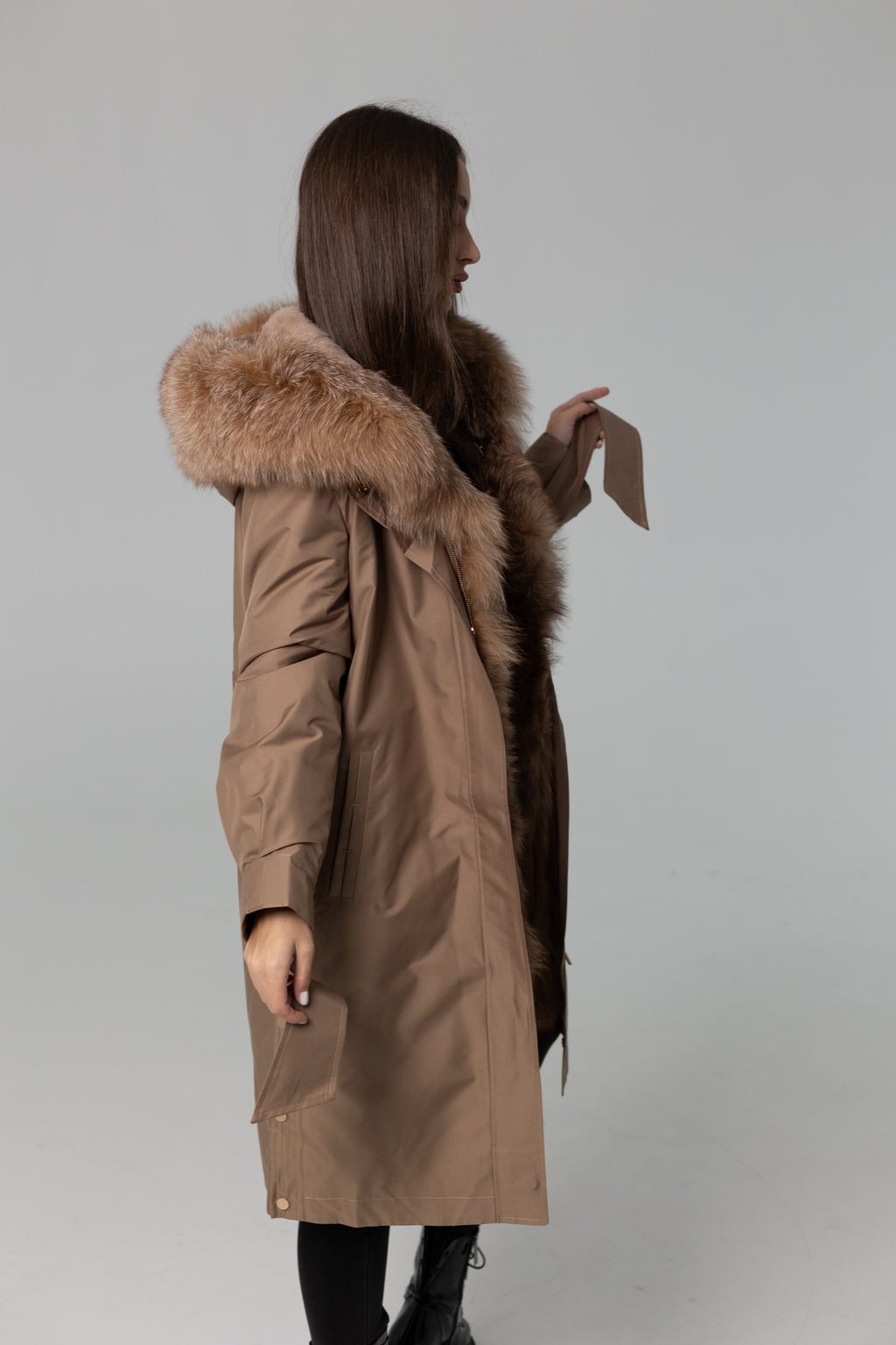Genuine Fox Fur Trim Rabbit Fur Insulated Parka