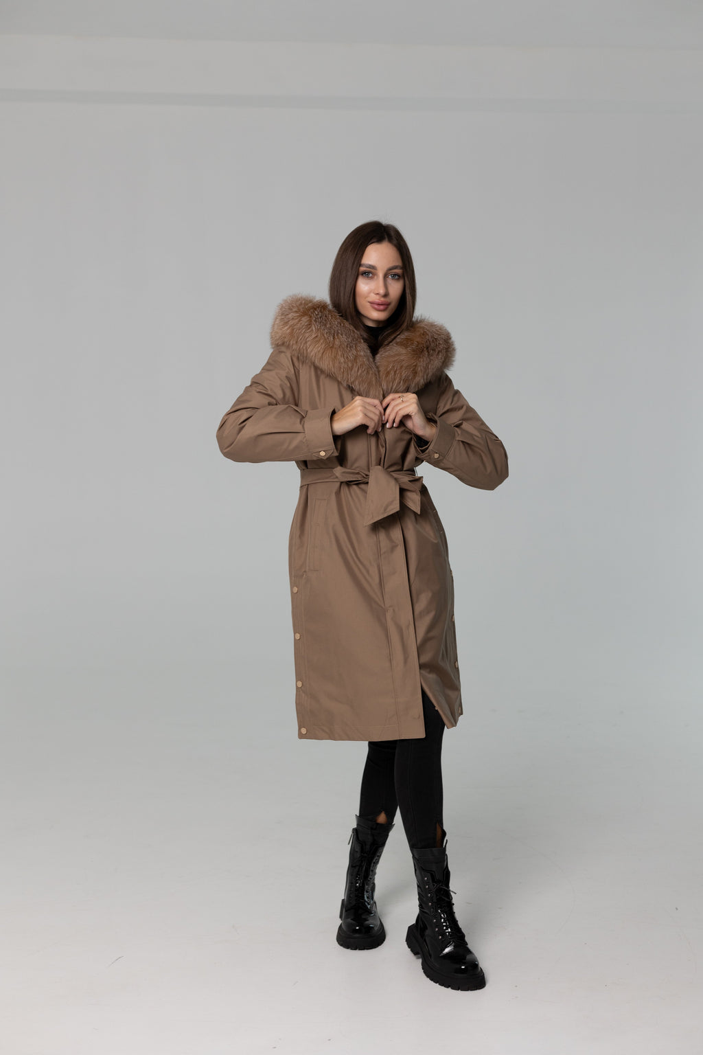 Genuine Fox Fur Trim Rabbit Fur Insulated Parka