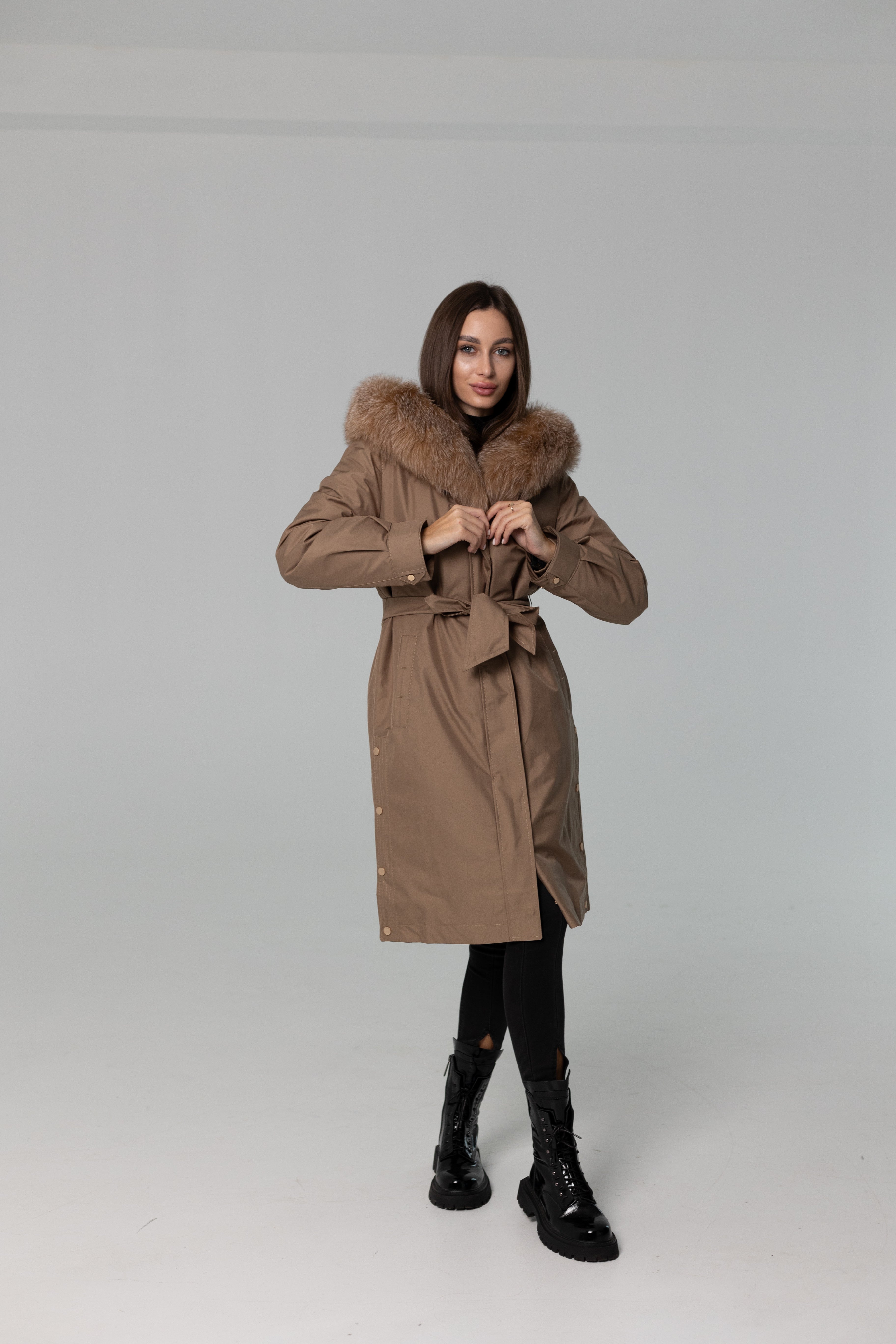Genuine Fox Fur Trim Rabbit Fur Insulated Parka