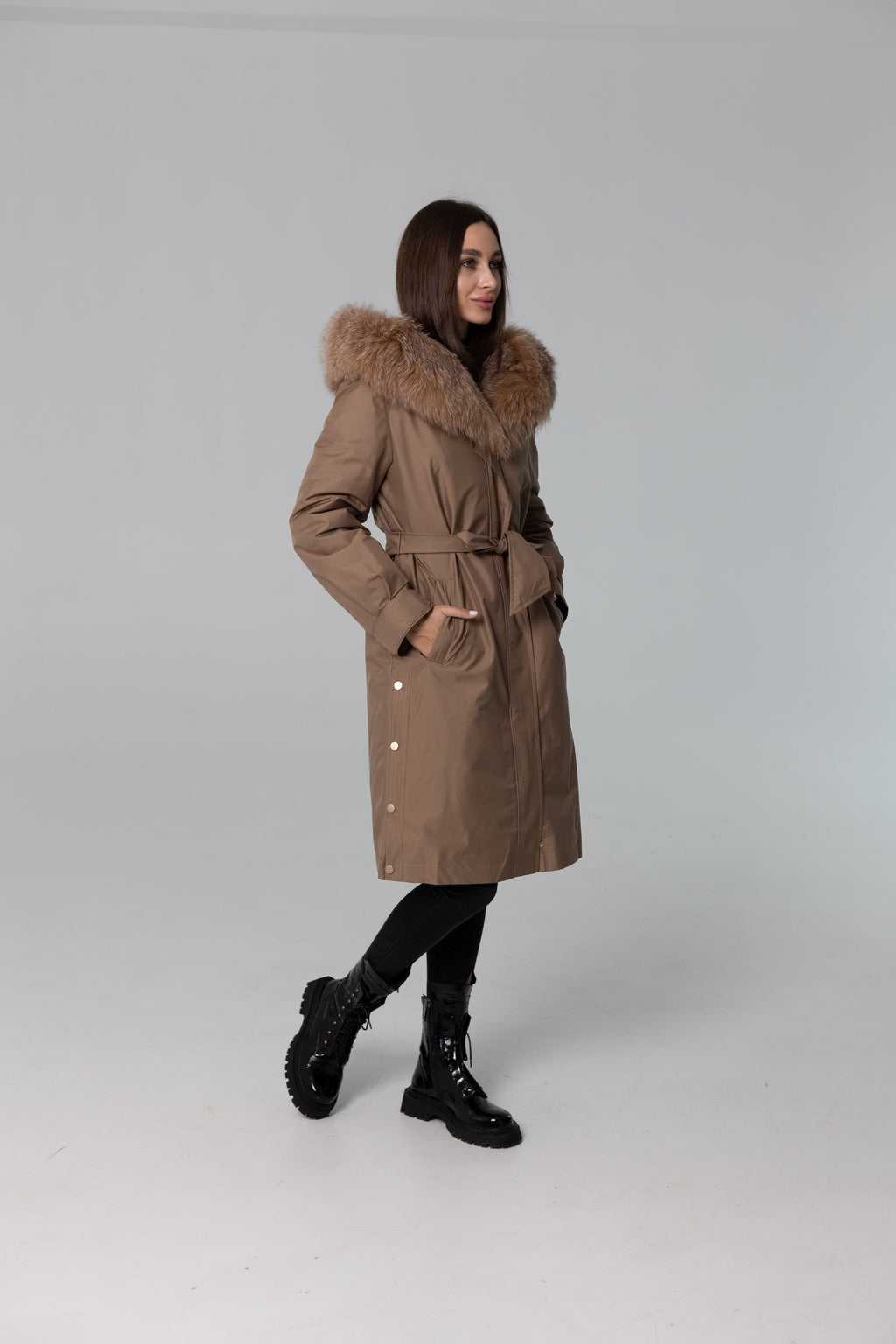 Genuine Fox Fur Trim Rabbit Fur Insulated Parka