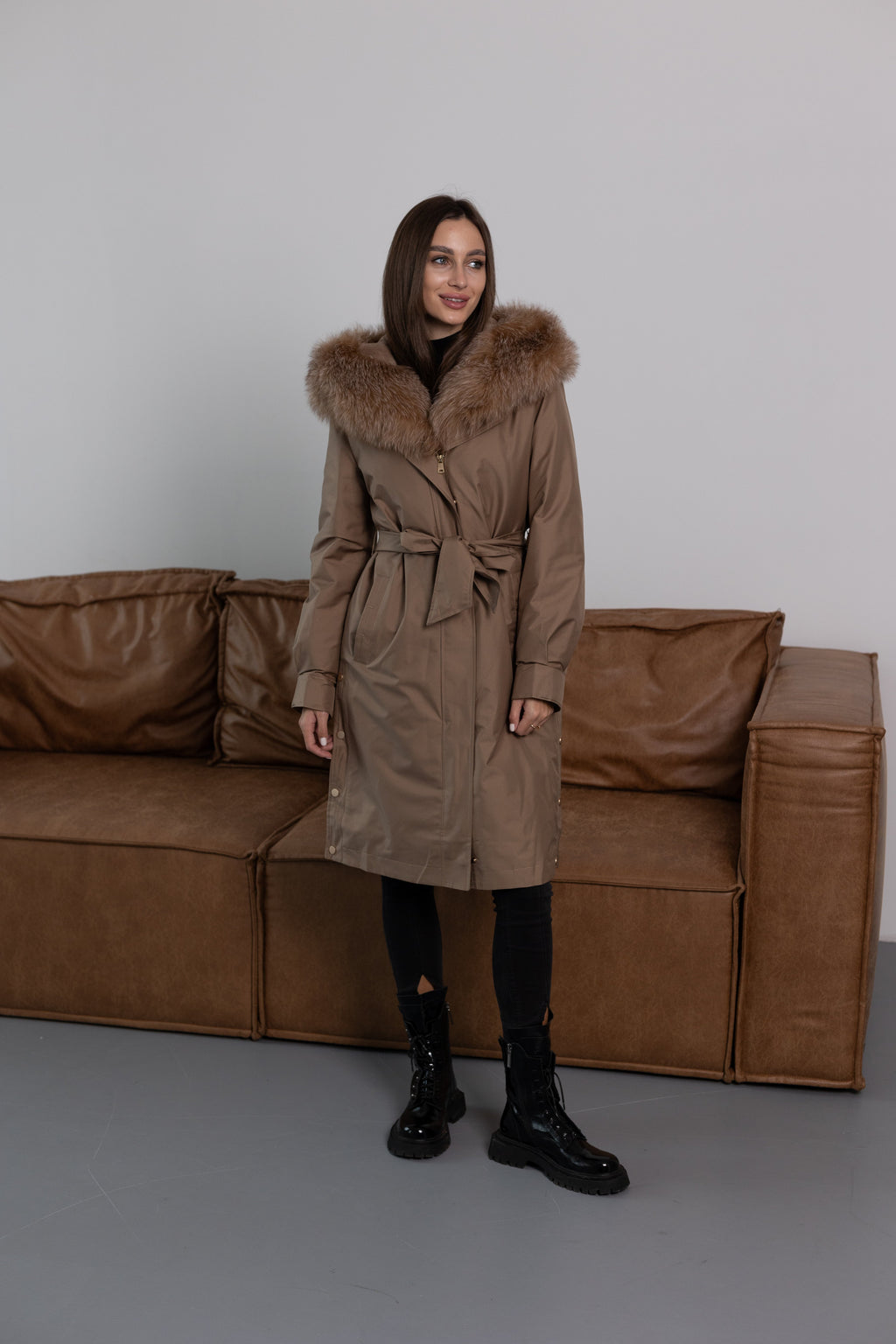 Genuine Fox Fur Trim Rabbit Fur Insulated Parka