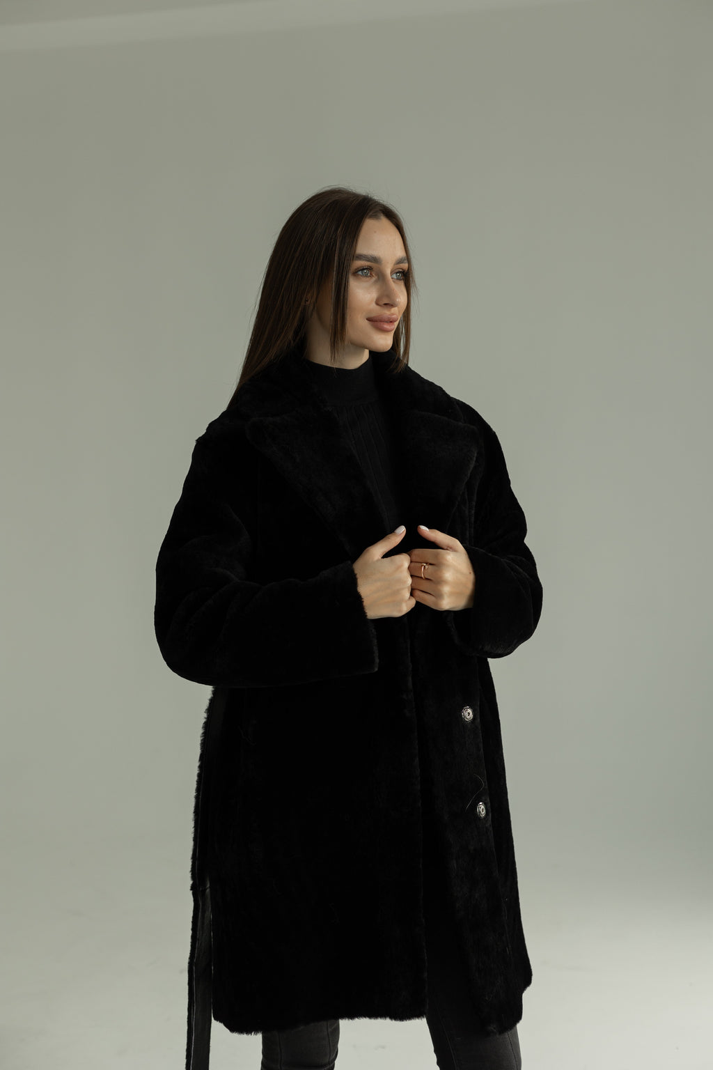 Genuine Shearling Merino Lamb Leather Coat by Punto Leather