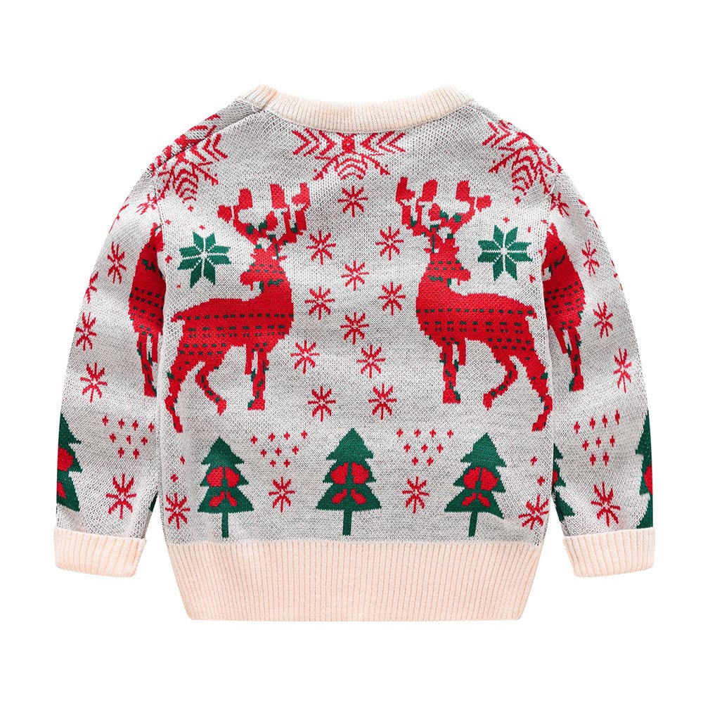 Kids Reindeer Jacquard Christmas Holiday Sweater | NCS