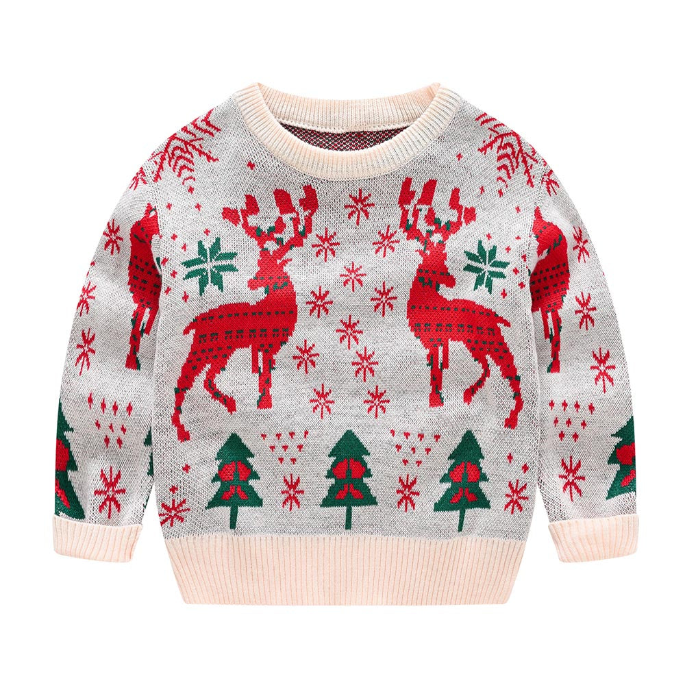 Kids Reindeer Jacquard Christmas Holiday Sweater | NCS