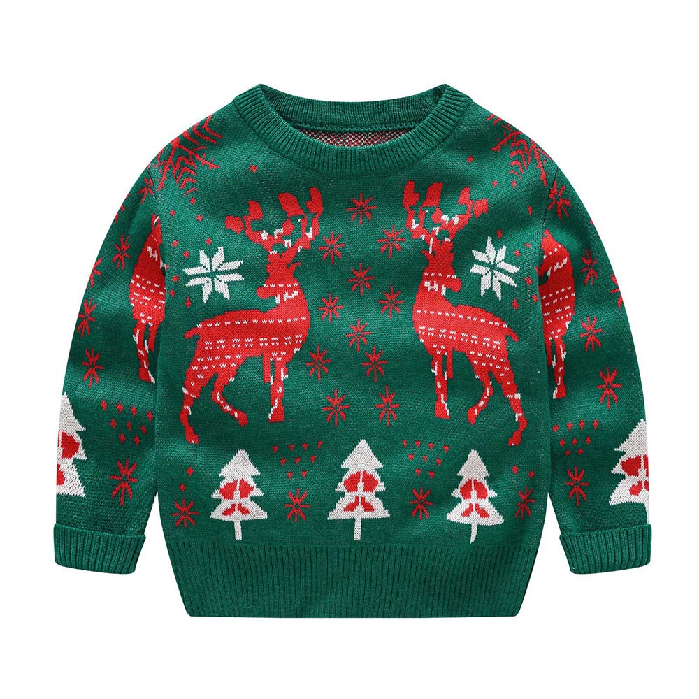 Kids Reindeer Jacquard Christmas Holiday Sweater | NCS