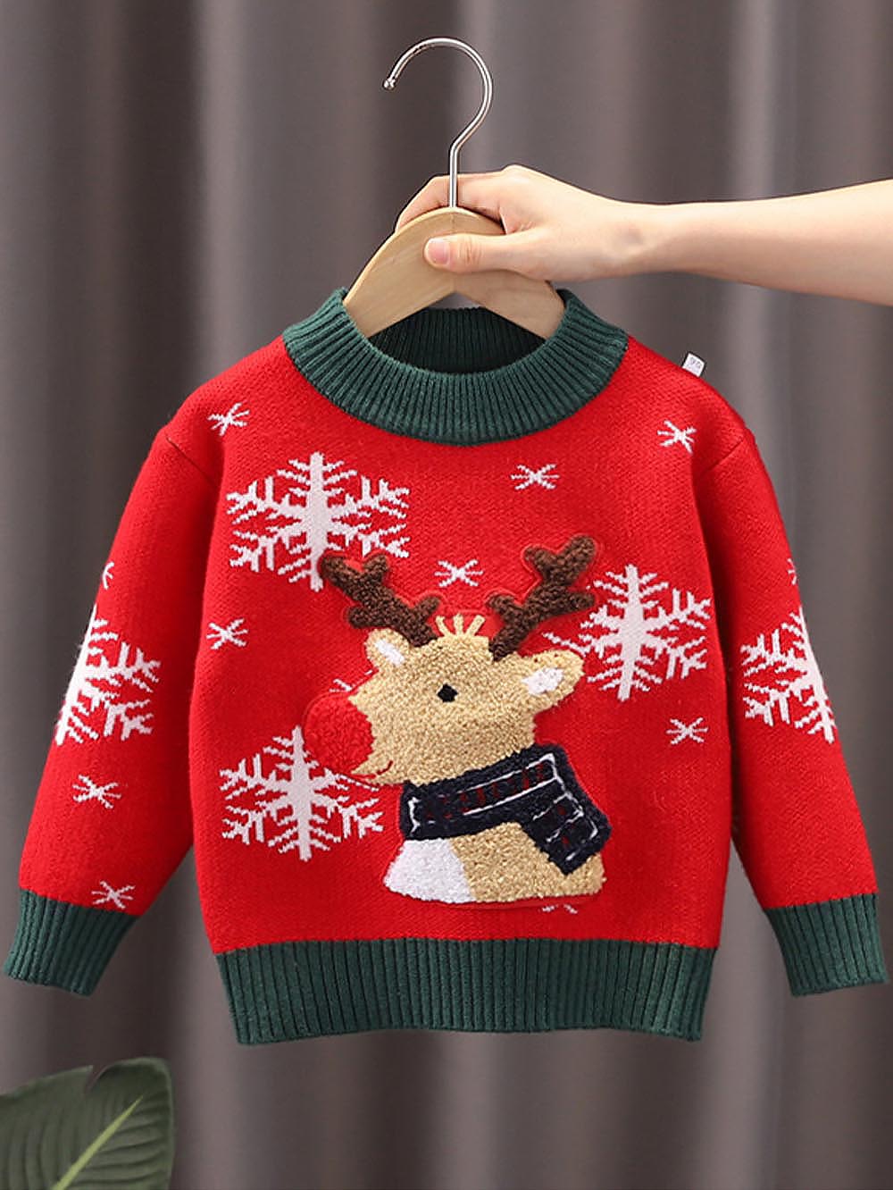Kids Reindeer Plush Christmas Knit Sweater | NCS