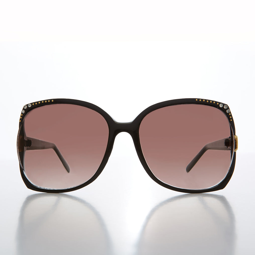 Oversized Women's Sunglass with Rhinestones - Lady