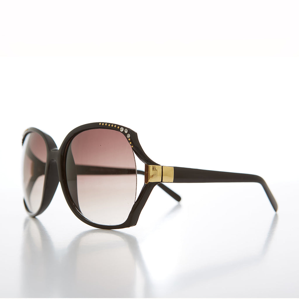 Oversized Women's Sunglass with Rhinestones - Lady