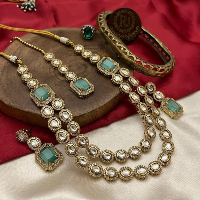 Beautiful Moisaanite Necklace with Earrings and Maang Tikka Set