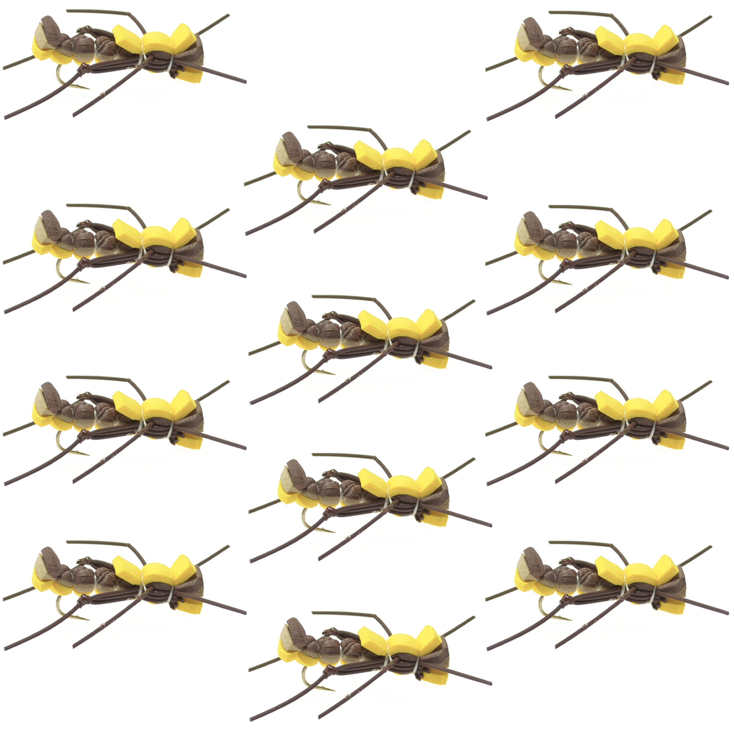 Mantis BLT Foam Body Grasshopper Fly - 1 Dozen Flies Hook Size 10