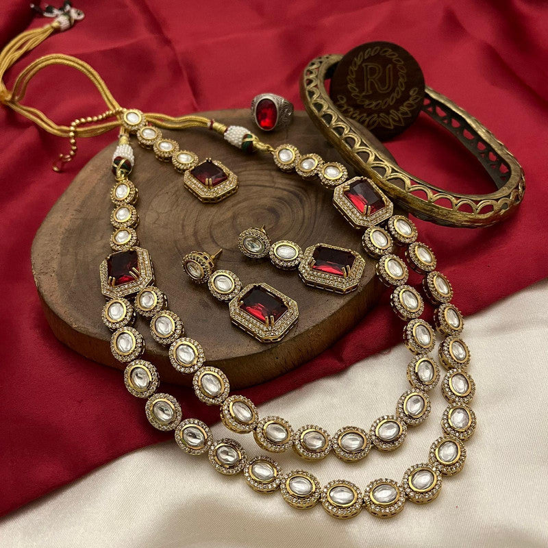 Beautiful Moisaanite Necklace with Earrings and Maang Tikka Set