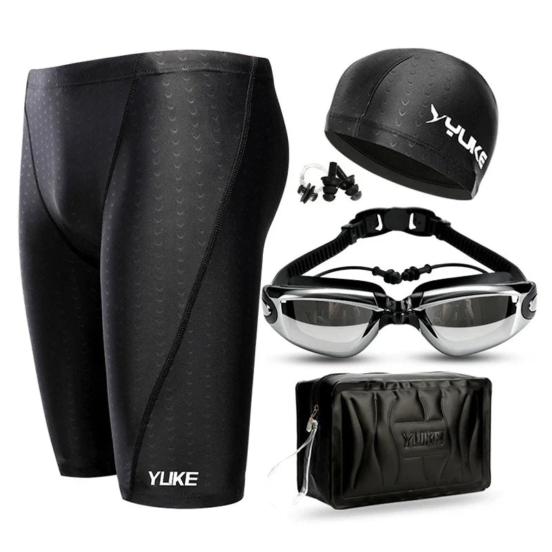 Men Swim Shorts Waterproof Goggles & Ear-plug Cap