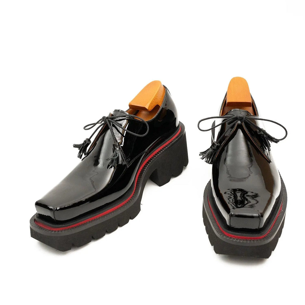 Men's Patent Leather Derby Shoes with Chunky Sole