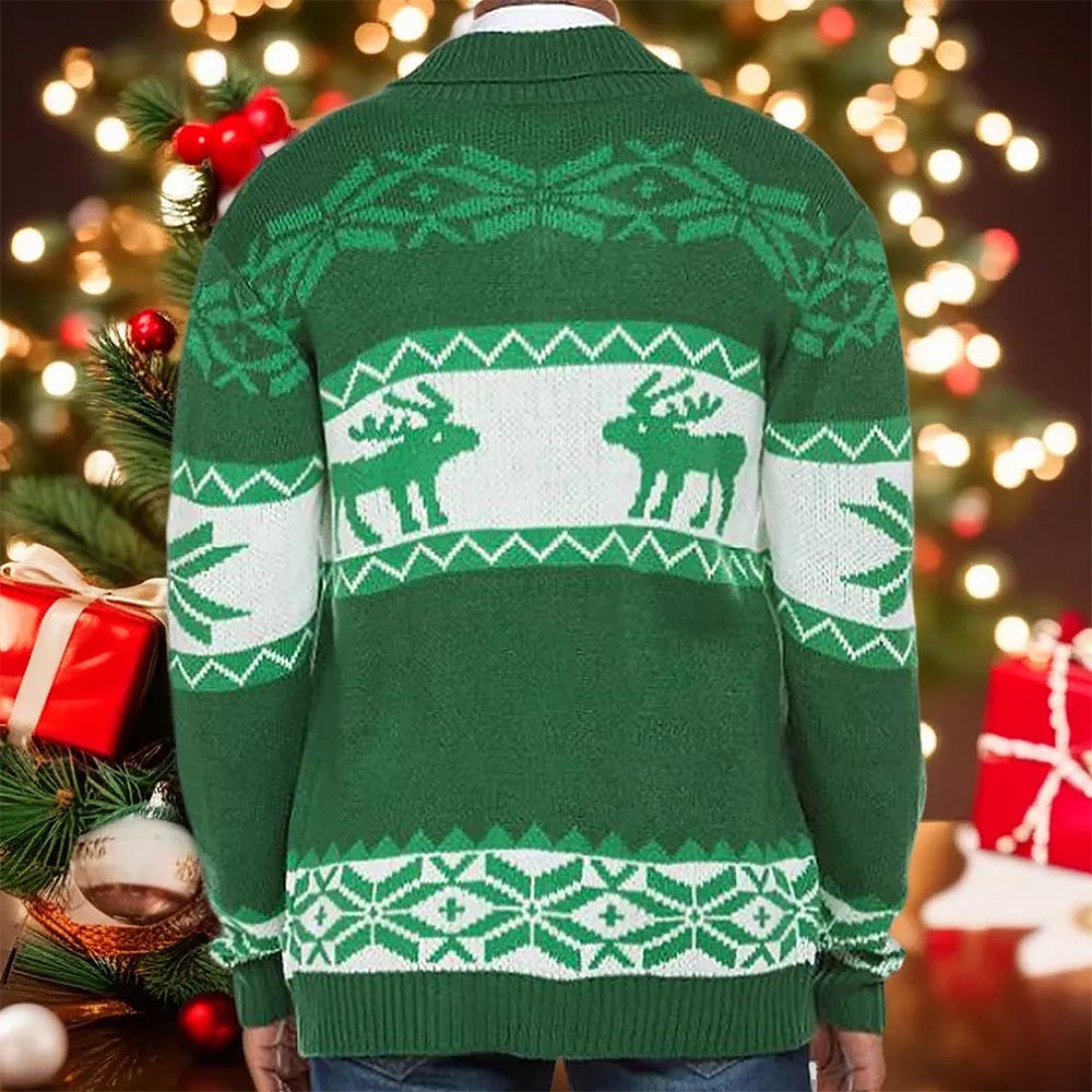 Men's Christmas Reindeer Knit Cardigan Sweater | NCS