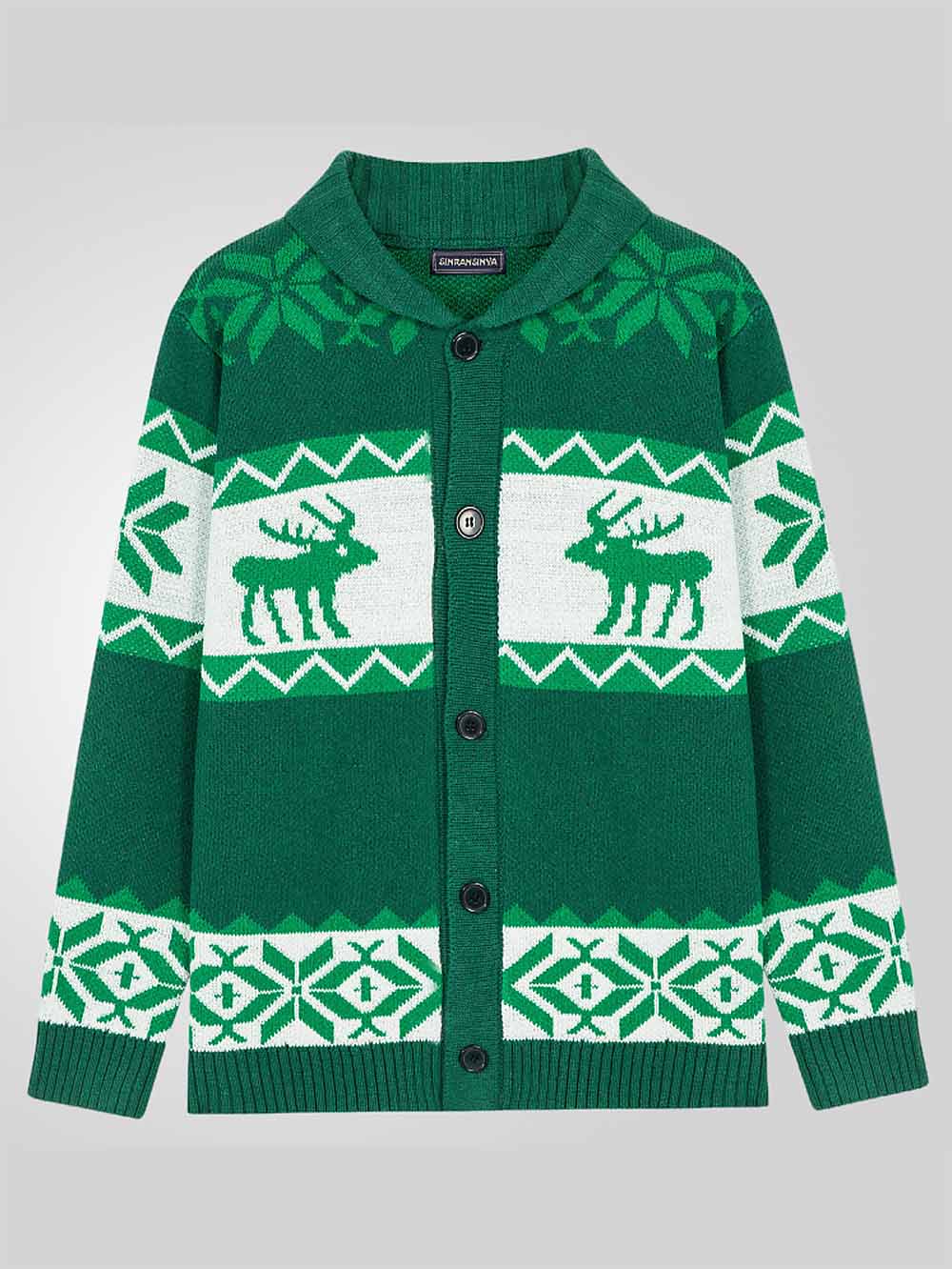 Men's Christmas Reindeer Knit Cardigan Sweater | NCS