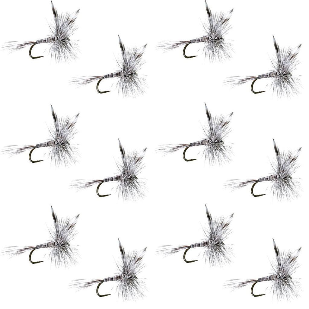 Barbless Mosquito Classic Trout Dry Fly Fishing 1 Dozen Flies - Hook Size 14