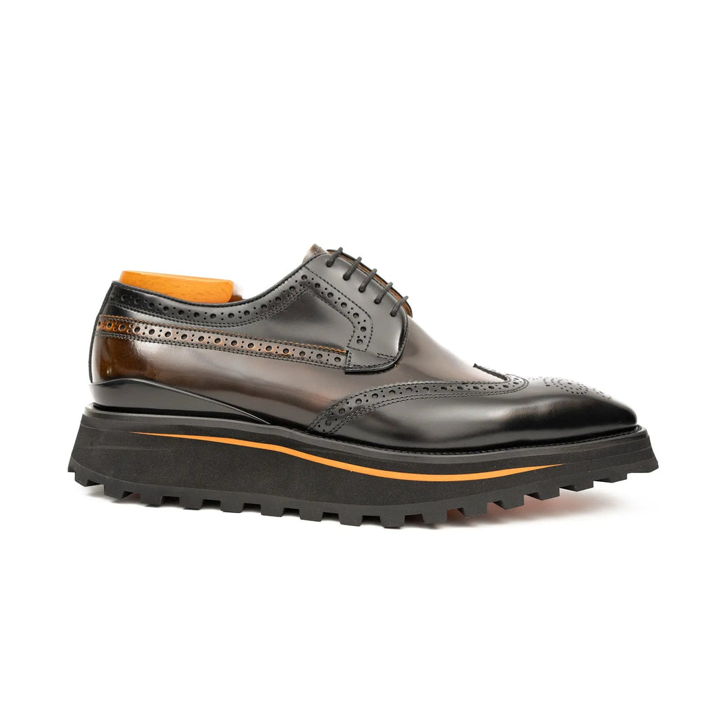 Patent leather shoes Platform brogues Black