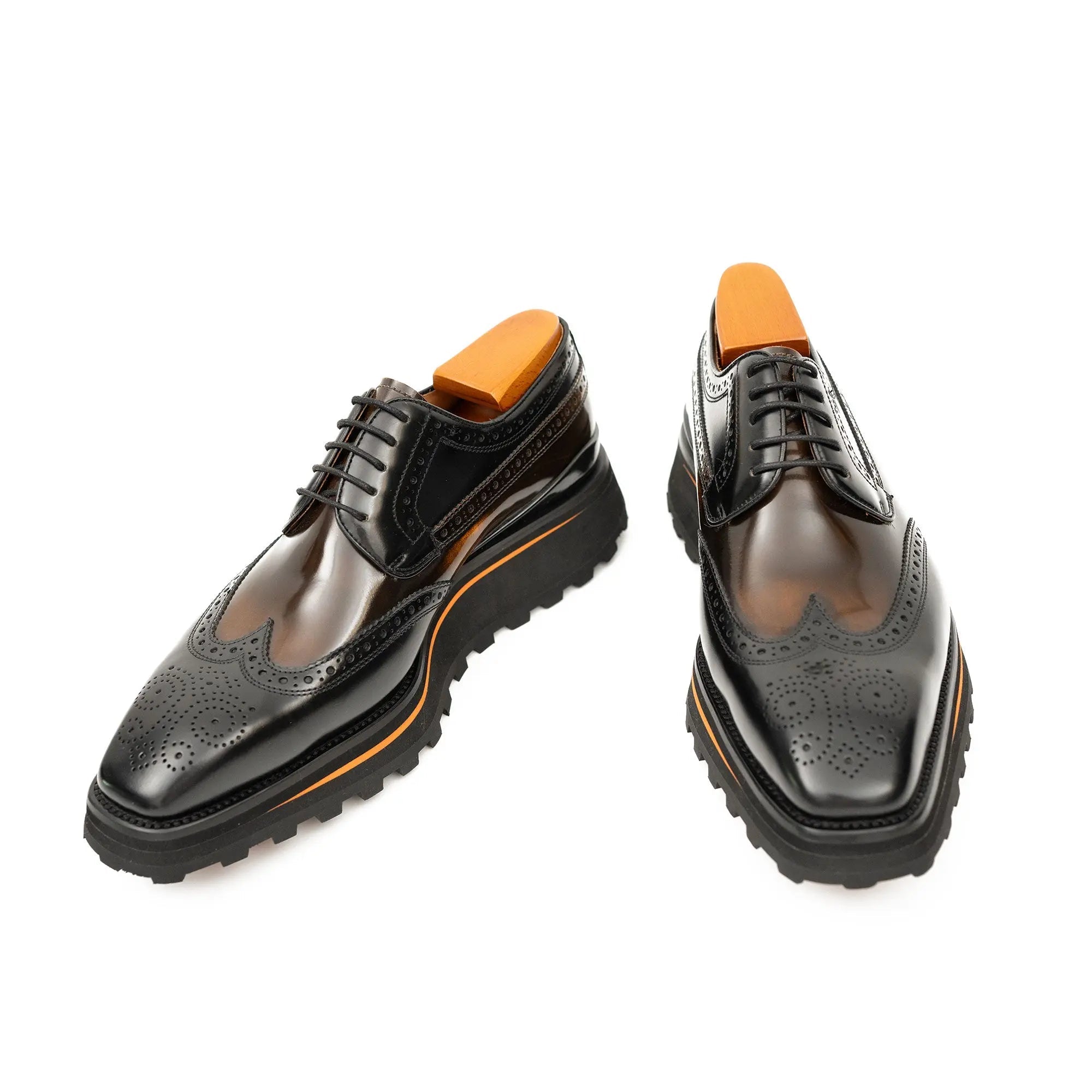 Patent leather shoes Platform brogues Black