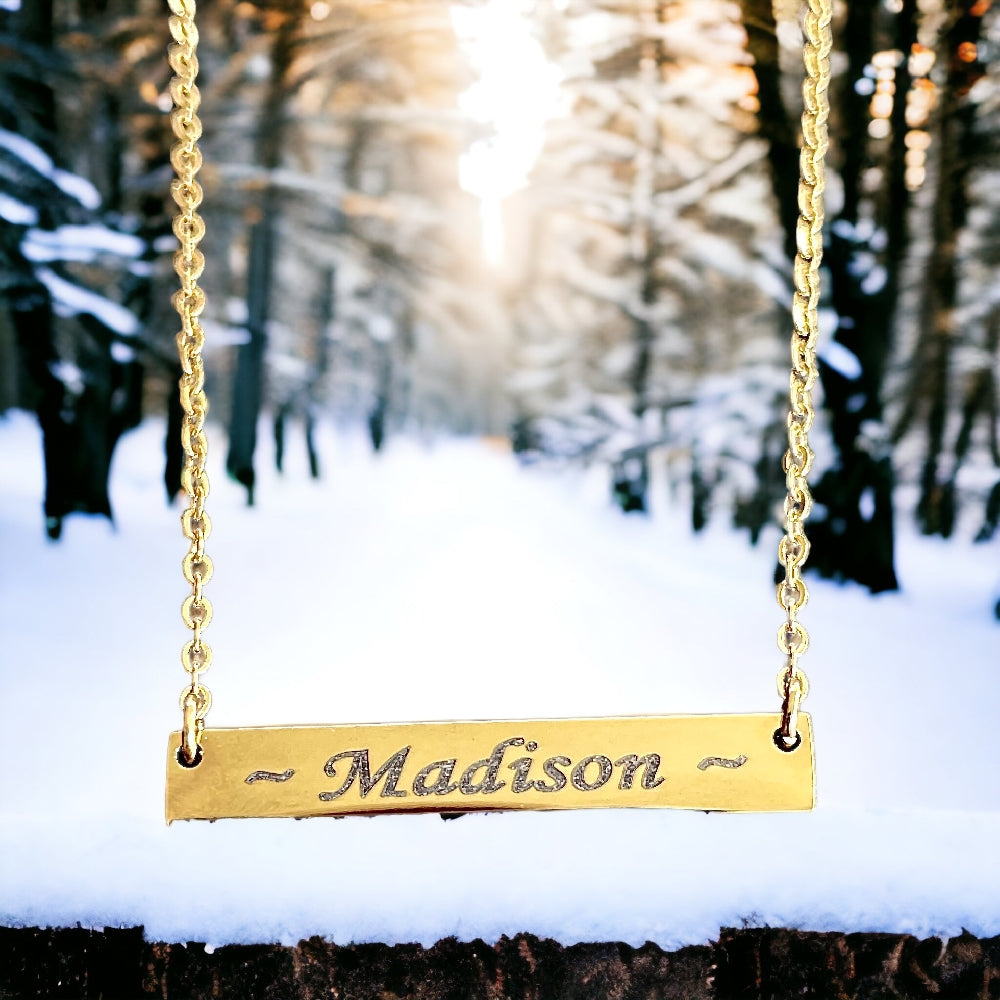 Engraved Bar Necklace