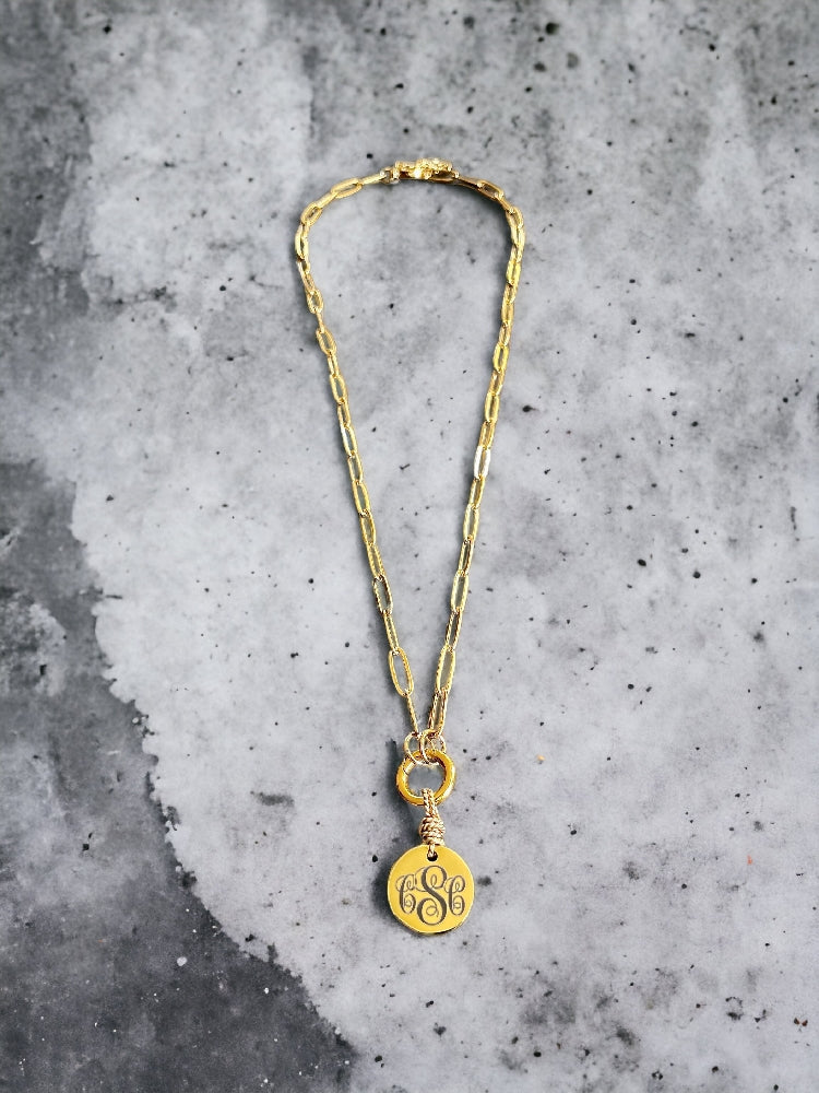 Large Round Monogram Necklace
