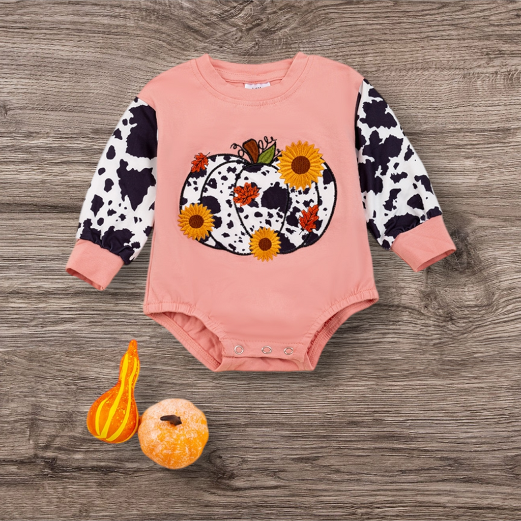 Sunflower Pumpkin Long Sleeve Onesie
