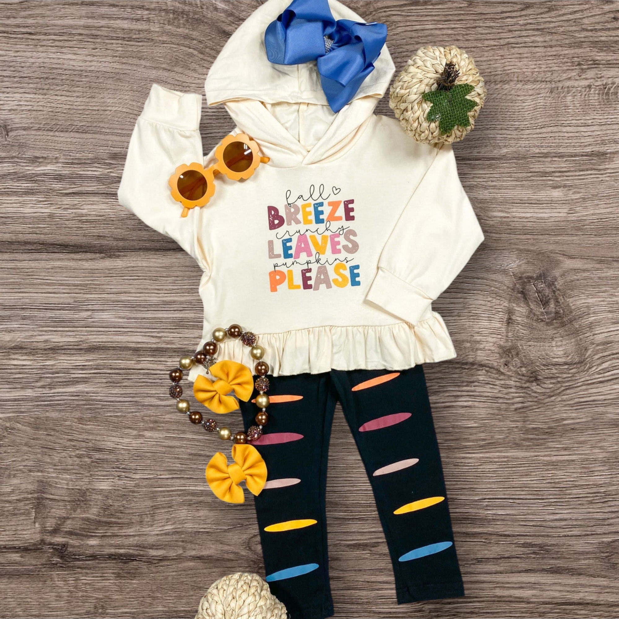 Fall Breeze Sweatshirt with Coloful Pants Set